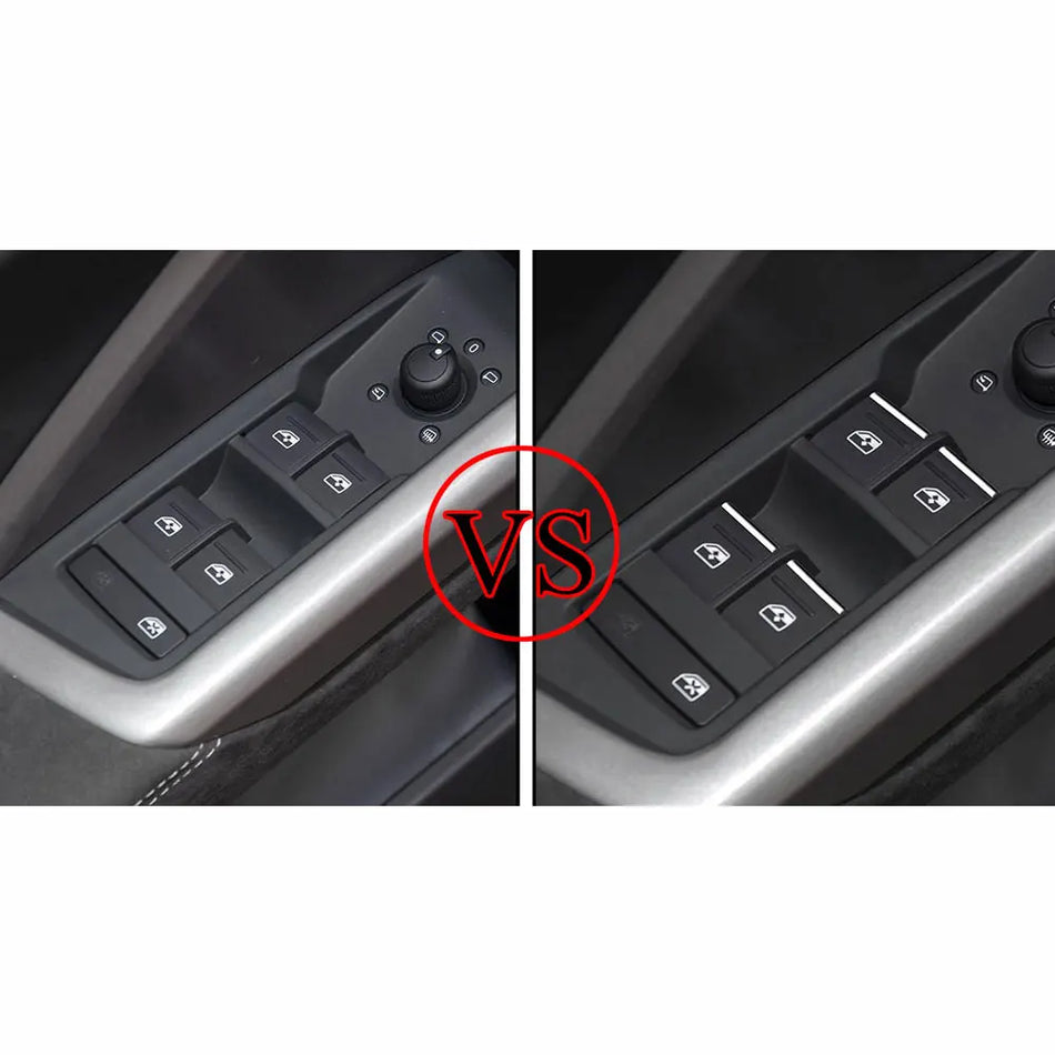 Αυτοκόλλητο Κουμπιού Ανύψωσης Παραθύρου Audi Q3 7 Τεμ Καλύμματα Διακόσμησης σε Ασημί ABS