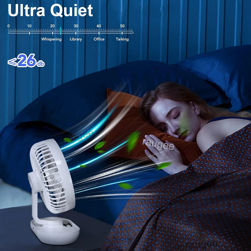Desk Fan USB Portable Desktop Fan &ndash; Powerful 2400mAh Battery