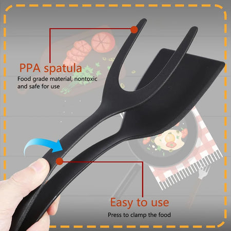 2 in 1 Grip Flip Spatula Tongs for Easy Cooking