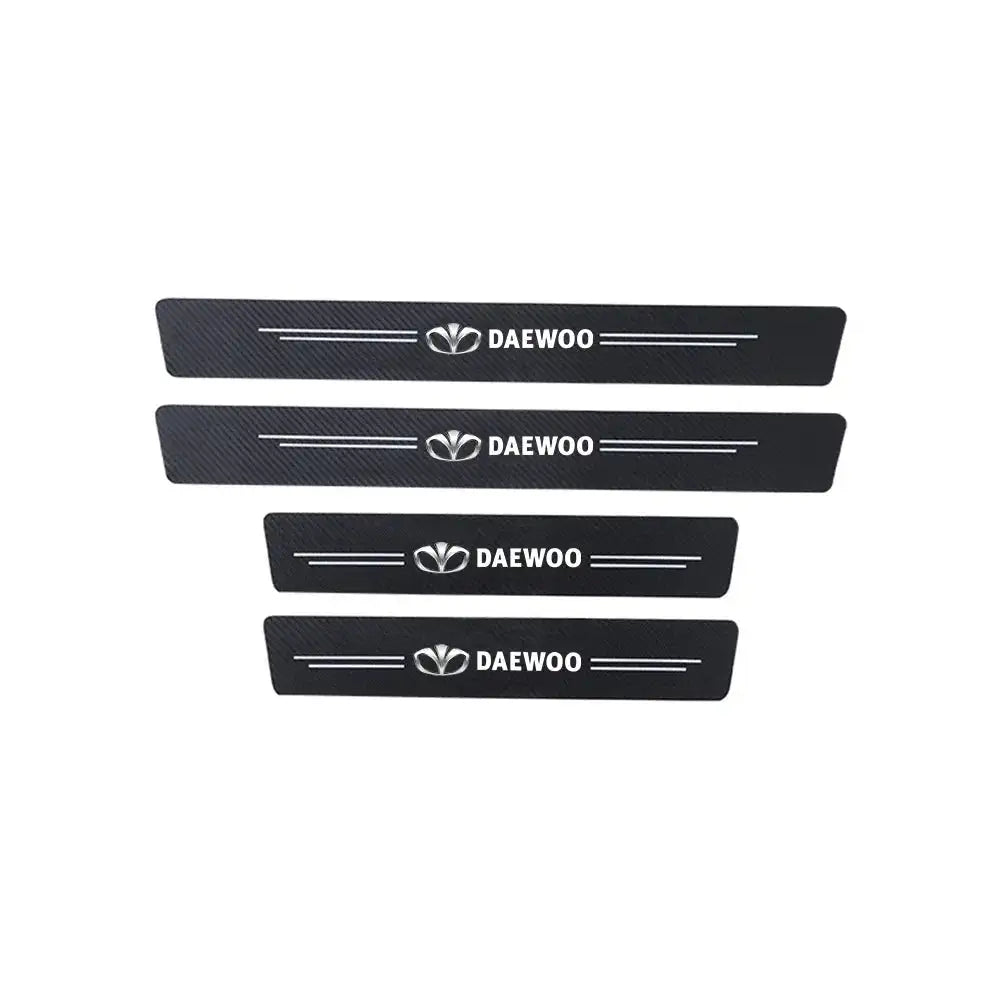 4PCS Carbon Fiber PU Leather Door Sill Protectors Daewoo 4pcs For DAEWOO