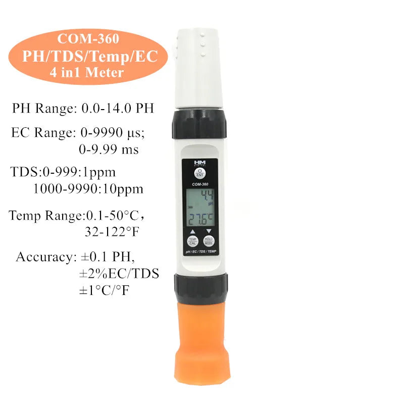 HM 2 3 4 in 1 PH Meter - All in One Water Quality Tester COM-360