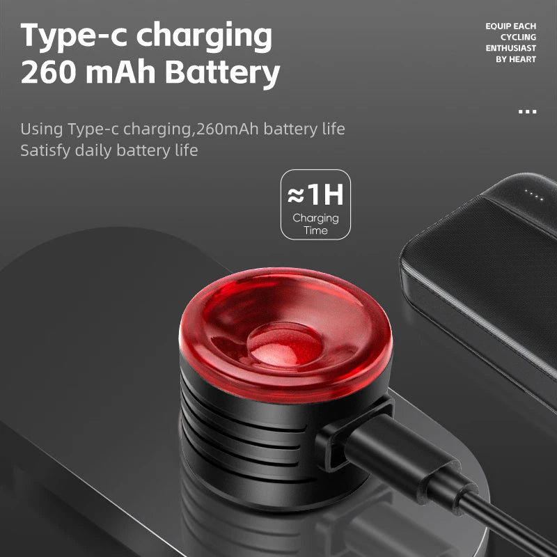 WEST BIKING Smart Brake Sensing Bike Tail Light with Type-C Charging