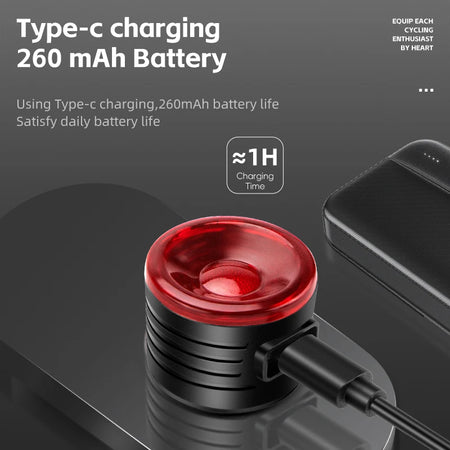 WEST BIKING Smart Brake Sensing Bike Tail Light with Type-C Charging