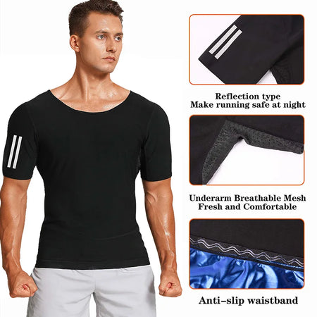 Men Short Sleeve Sauna Shirt &ndash; Breathable Heat Trapping