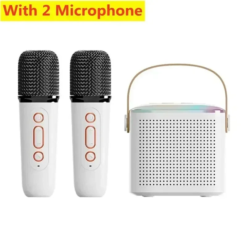 Y1 Bluetooth 5.3 Karaoke Machine &ndash; Dual Microphones White with 2 Mic