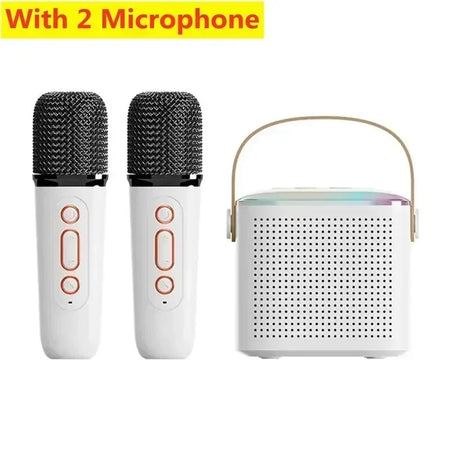 Y1 Bluetooth 5.3 Karaoke Machine &ndash; Dual Microphones White with 2 Mic