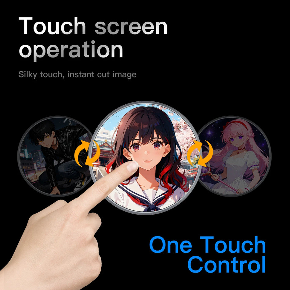 Smart Anime E-Badge Touch Screen Brooch with 7-Color Lights for Android and iOS