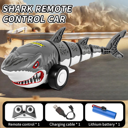 RC Car Shark Toy - 360 Degree Spin LED Stunt Remote Control grey