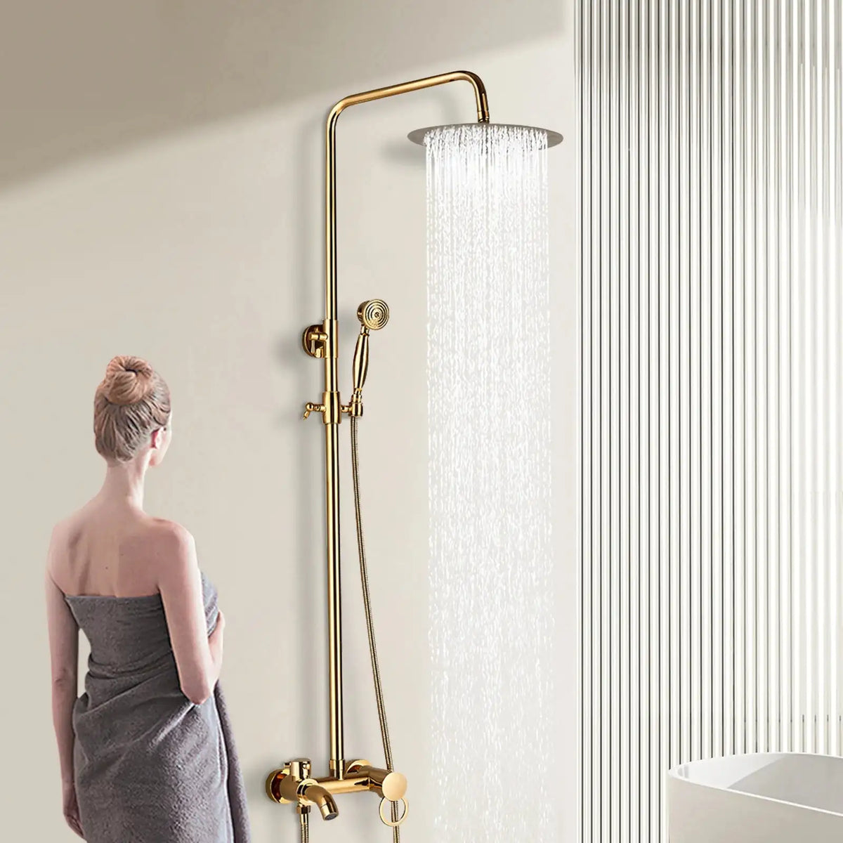 Gold Rain Shower System Wall Mounted &ndash; 8 Inch Rain Head france