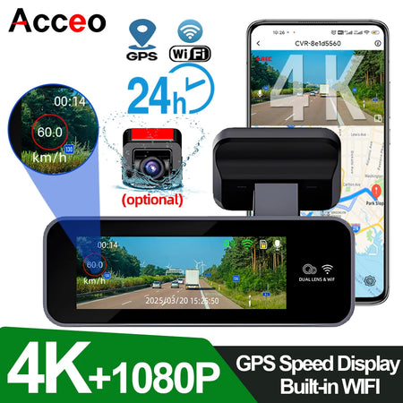 ACCEO B63 4K Dashcam &ndash; Dual Lens Night Vision GPS Parking
