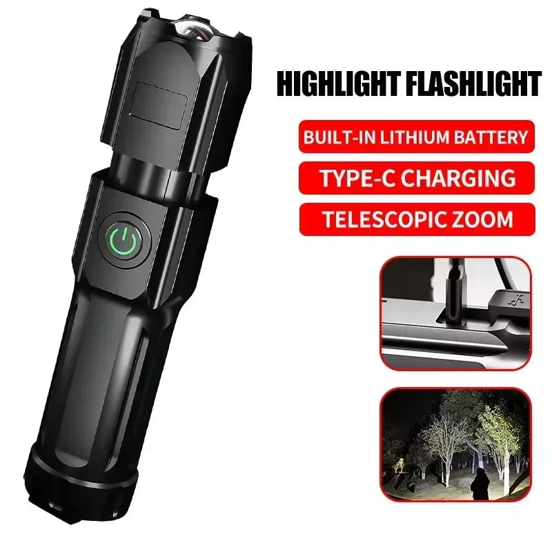 Telescopic Zoom Tactical Flashlight &ndash; Rechargeable LED