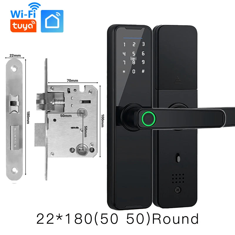 PHIPULO Tuya WiFi Smart Lock with Fingerprint and Remote Unlocking 22x180 5050R / Black