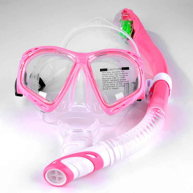 QYQ Professional Diving Mask Set &ndash; Waterproof Full Dry Snorkel System Pink / CN