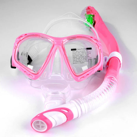 QYQ Professional Diving Mask Set &ndash; Waterproof Full Dry Snorkel System Pink / CN