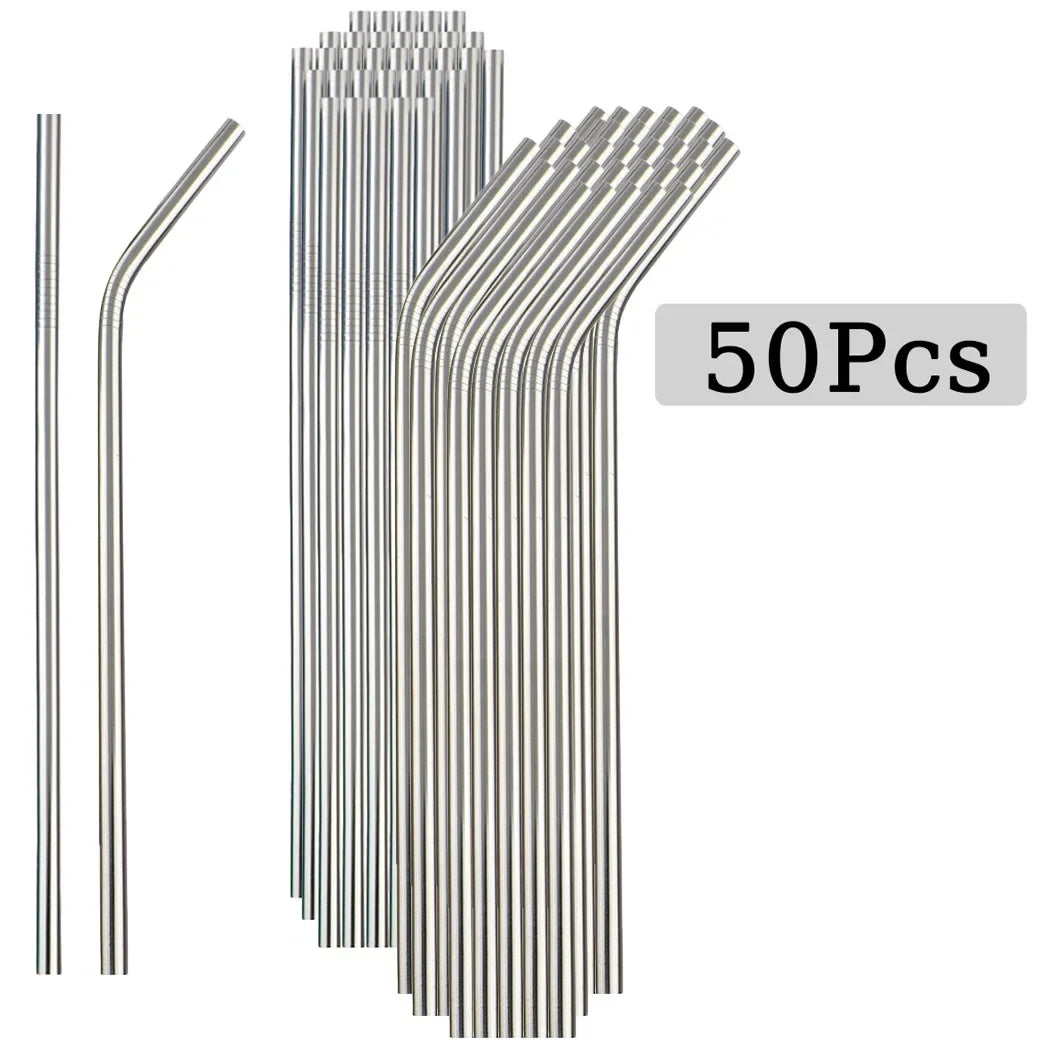 50Pcs Reusable Stainless Steel Straws &ndash; Eco-Friendly Durability 50Pcs Mix