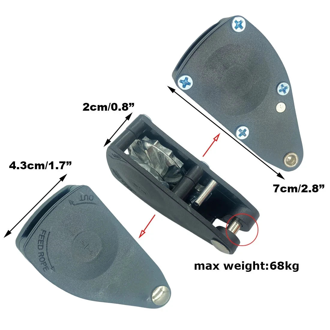 Heavy Duty 6mm 5m Camping Tent Tie Down Rope with Pulley and Hooks (2pcs)