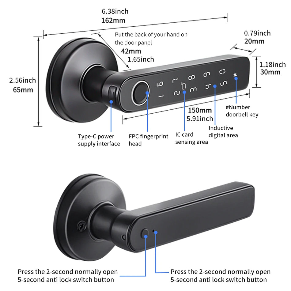 Tuya Smart Fingerprint Door Lock &ndash; Biometric Keyless Entry