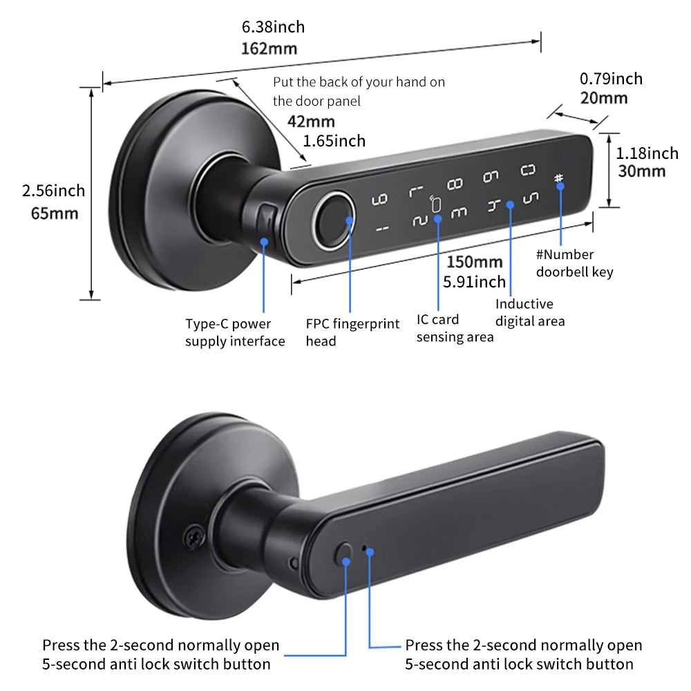 Tuya BLE Smart Fingerprint Door Lock &ndash; Multi-Mode Unlock
