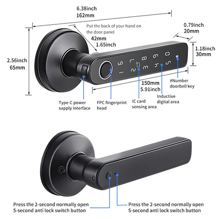 Tuya BLE Smart Fingerprint Door Lock &ndash; Multi-Mode Unlock