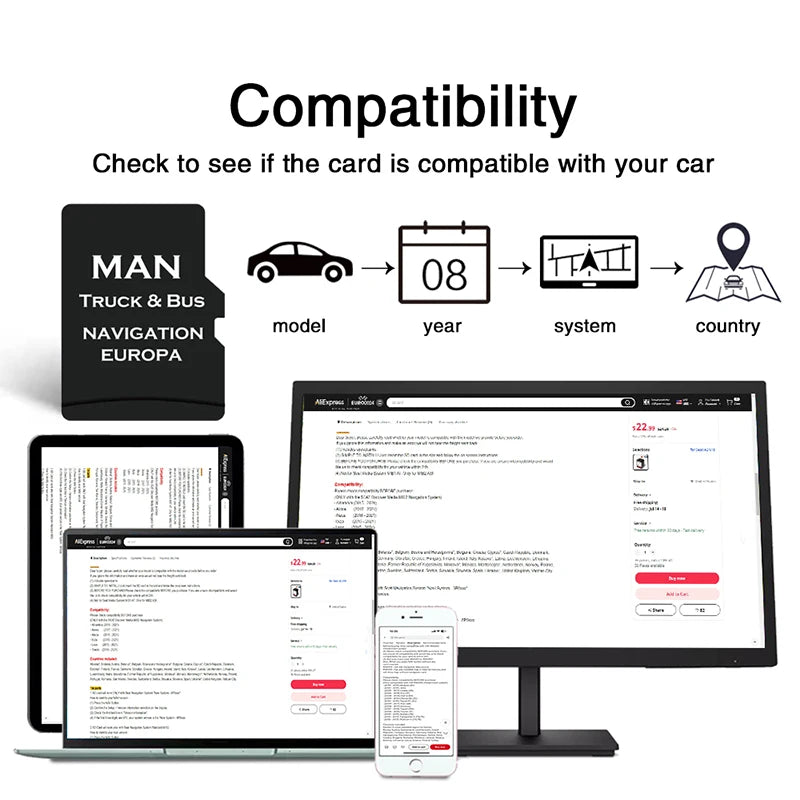 Navinesa TF Card 8GB MAN Truck Bus &ndash; Europe UK Navigation