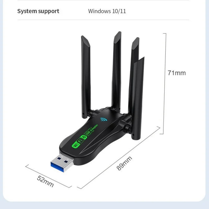 AX900 USB Bluetooth 5.4 Διπλής Ζώνης WiFi 6 Αντάπτορας, Χωρίς Οδηγούς για Windows 10/11
