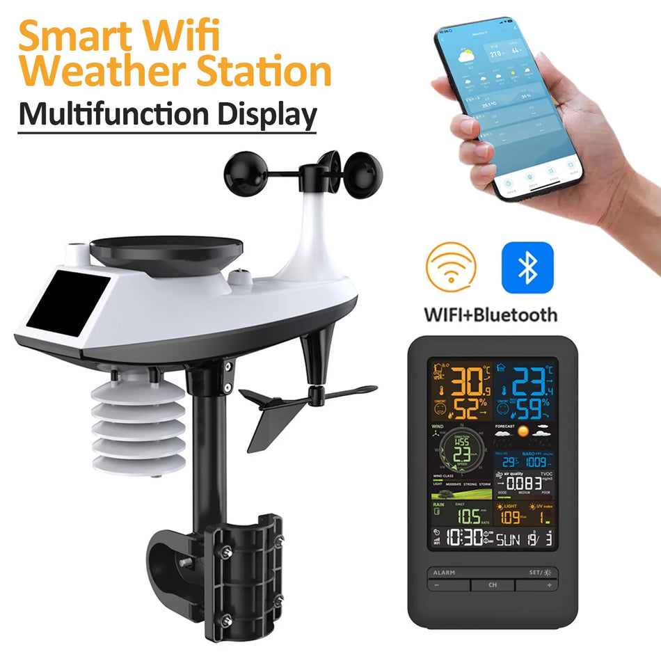 Smart WiFi Weather Station with Temperature, Humidity, Wind Speed and Air Quality Monitoring