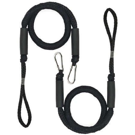 Boat Bungee Dock Lines for Kayaks, Jet Skis &amp; Pontoons - Secure &amp; Durable 2pcs Black