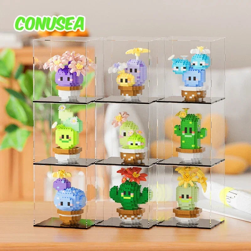 Micro Building Block Cactus Set &ndash; Creative Desk Decoration for Kids