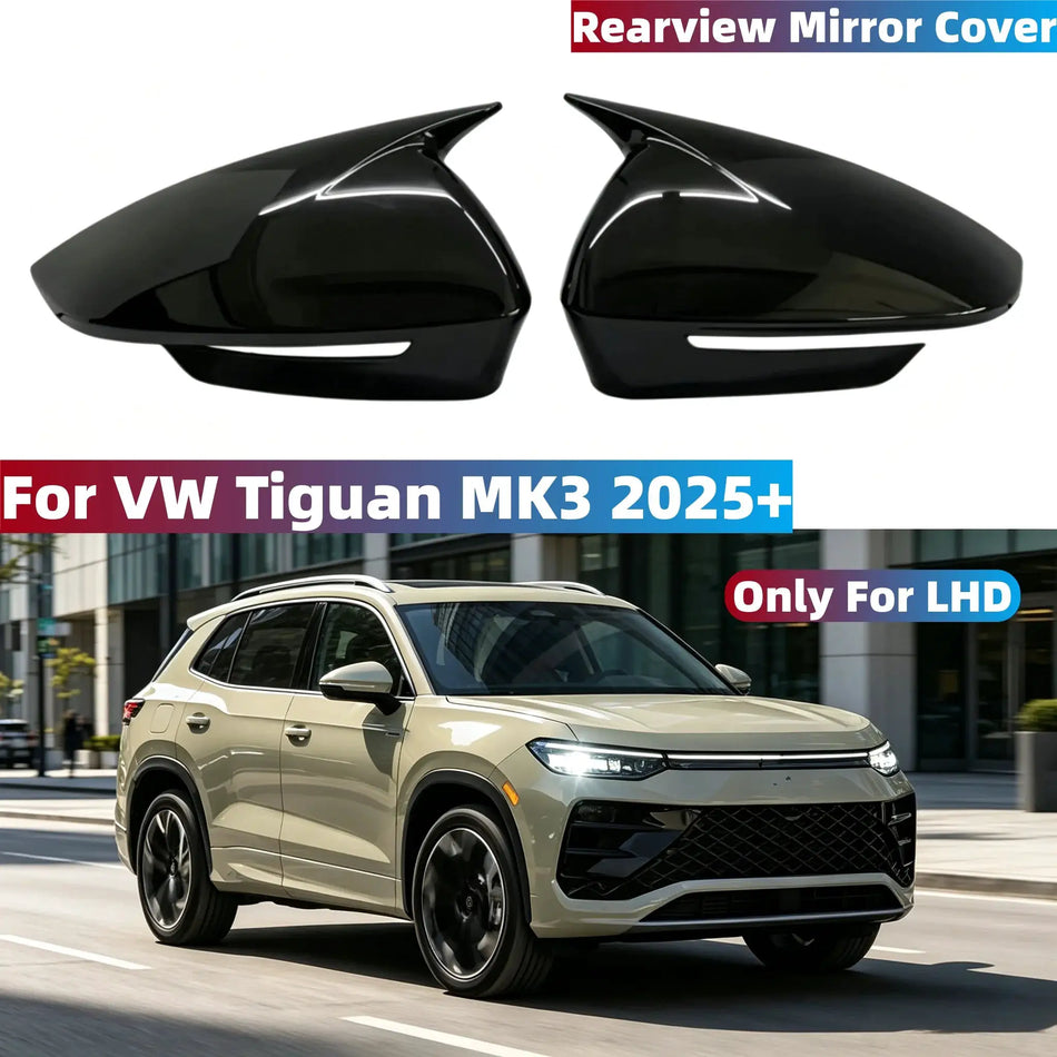 Abs Side Mirror Covers For VW Tiguan Mk3 ID4 ID5 Glossy Black by InterCyprus Trading Ltd