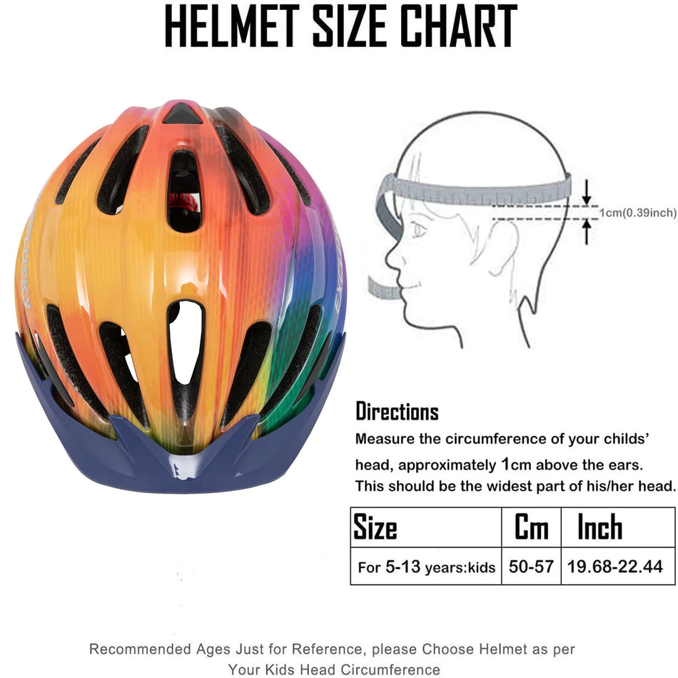 🟠 Αποκλεισμό παιδικό ποδήλατο με LED Light Sun Visor 5-13 ετών αγόρια κορίτσια Ultralight Road Mountain Safety Cycling Helmet