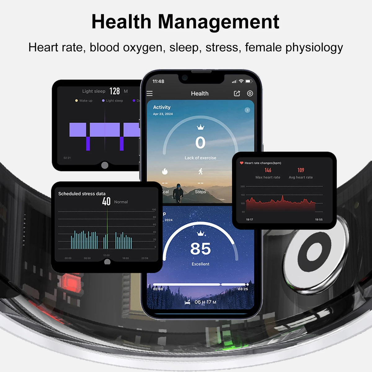 R05 Smart Ring with NFC, Heart Rate &amp; Sleep Monitor, 5ATM Waterproof