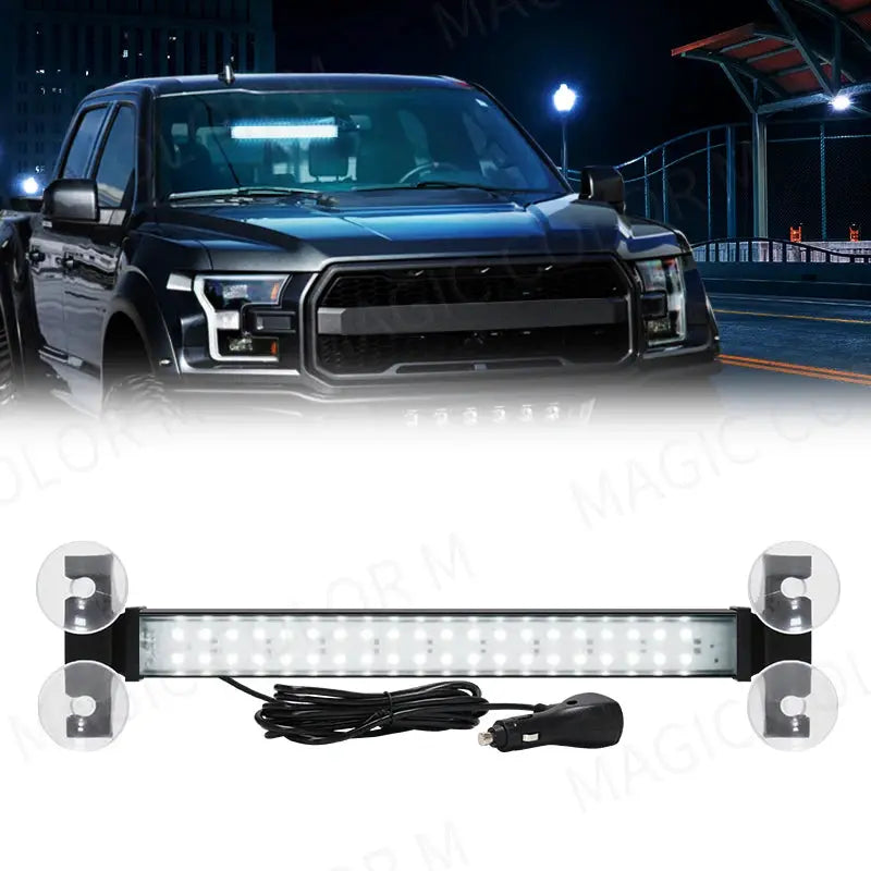 40 LED Strobe Light Front Flash Warning Lamp Auto Windshield Bar Traffic Advisor Flashlight Yellow White Car Accessories 12V-24V by InterCyprus Trading Ltd