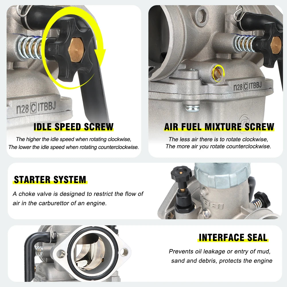 NIBBI PZ 30mm &amp; PEZ 28mm Carburetors for 200cc-300cc GY6 Motorcycles