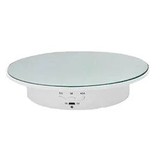 360 Degree Electric Rotating Turntable &ndash; Rechargeable, Smooth &amp; Quiet Display Stand White 2