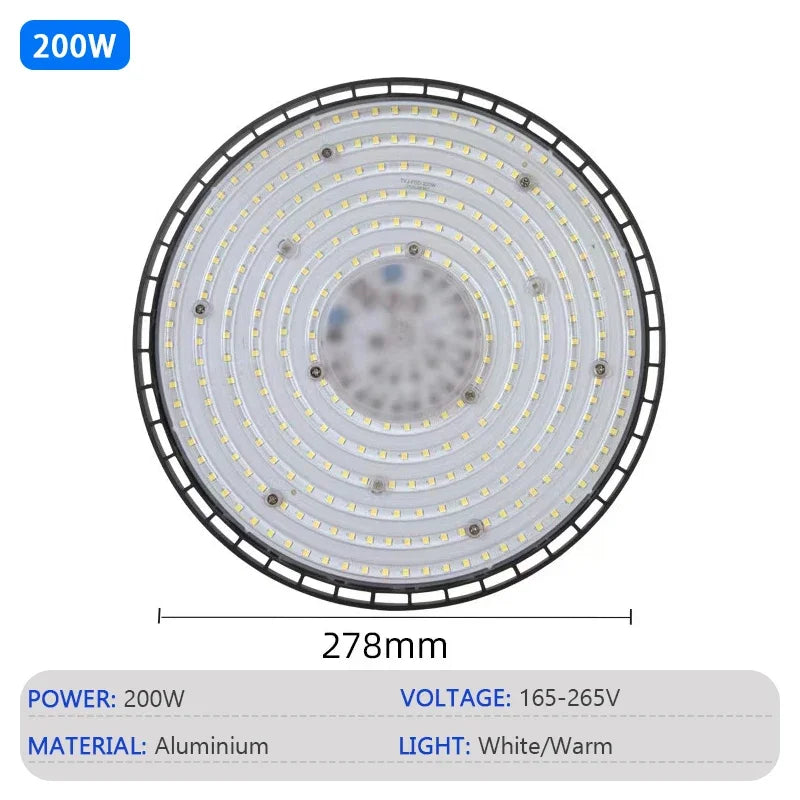 UFO LED 220V High Bay Light 100W-200W - Super Bright 200W / Warm light