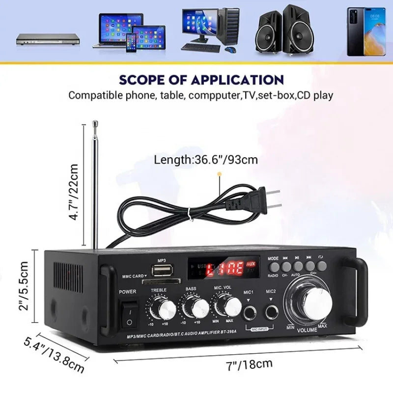 LEEDOAR 300W Digital HIFI Stereo Power Amplifier - Dual Channel Audio Experience