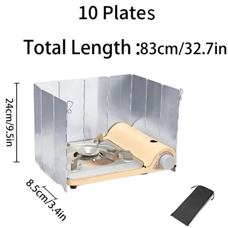 9/10/12pcs Windproof Camping Windshield Set  Foldable Stove Screen Outdoor Cooking Essential Heavy Duty Wind Barrier Gas Stoves 10  Plates