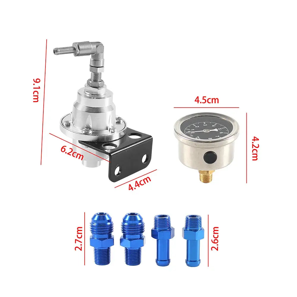 Adjustable Fuel Pressure Regulator with Gauge Kit Aluminum Vehicle Refitting Fuel Supercharger Regulating Valve by InterCyprus Trading Ltd