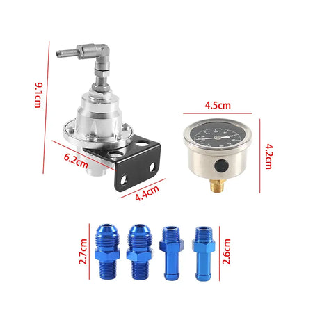 Adjustable Fuel Pressure Regulator with Gauge Kit Aluminum Vehicle Refitting Fuel Supercharger Regulating Valve by InterCyprus Trading Ltd