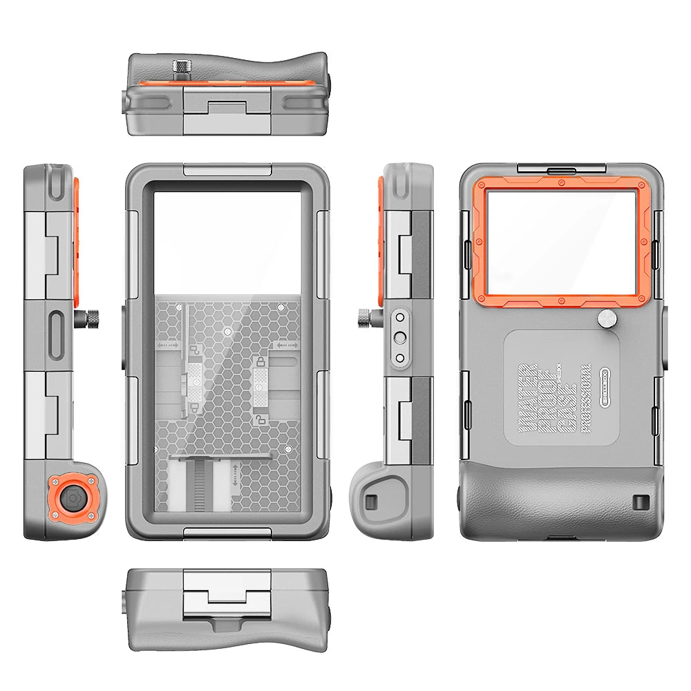Shellbox Waterproof Phone Case &ndash; IP68 Standard for Diving and Swimming Gray Orange / for phone series(6.9&quot;) / Case &amp; Strap|PC