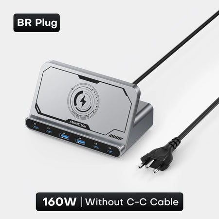 ASOMETECH 160W 7in1 USB C Fast Charging Station &ndash; Ultra-Fast Wireless Charging for Multiple Devices BR Plug