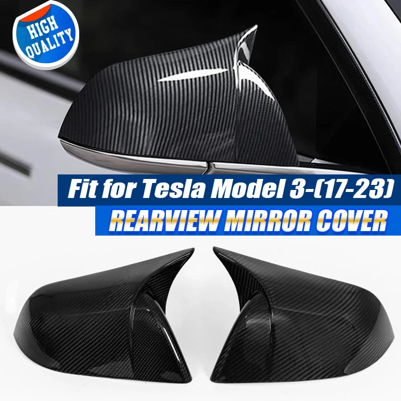 Tesla Model 3 için Gerçek Karbon Fiber Dikiz Aynası Kapağı