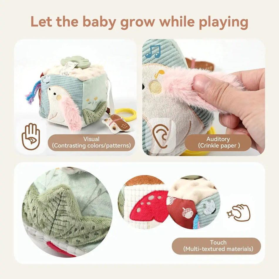 Cotton Magic Tissue Box Montessori Toy Soft Plush Sensory Busy Board With Activities For Babies And Toddlers by InterCyprus Trading Ltd
