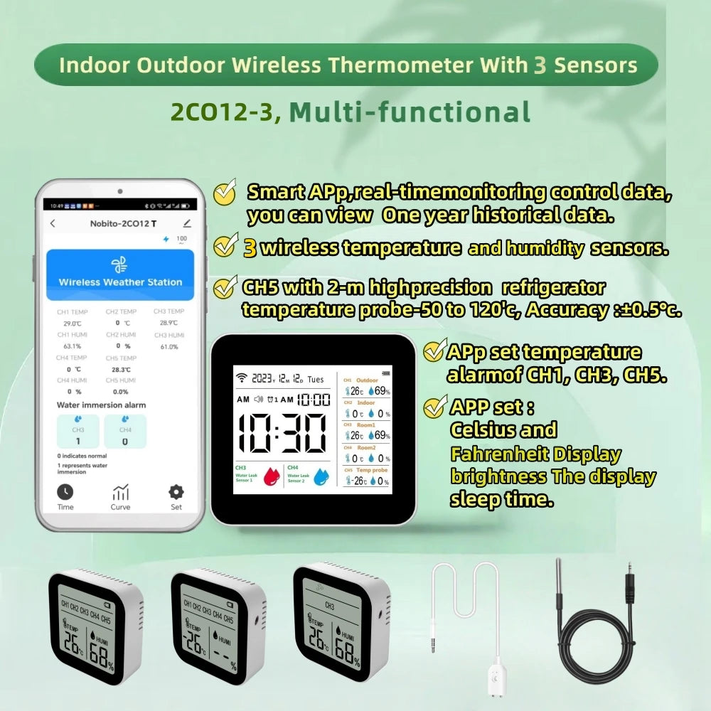 Tuya WiFi Weather Station &ndash; Water Leak Alarm For Bathroom 2CO12-3 / 200mm