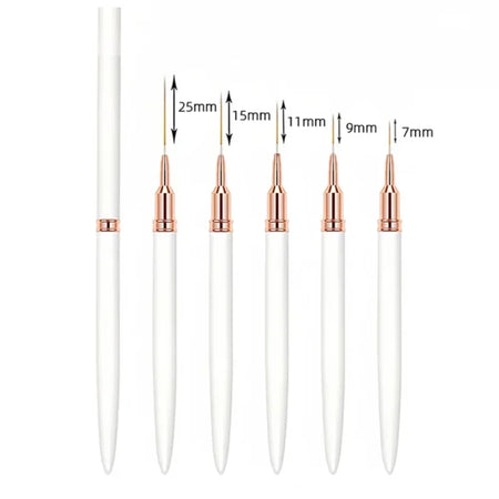 YIKOOLIN 5PCS Nail Art Liner Brushes Set &ndash; Ultra Fine Lines White