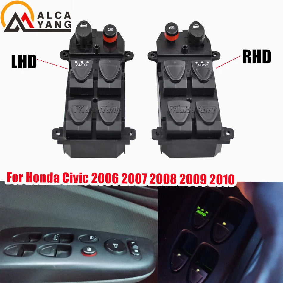 Interruttore principale per finestrini elettrici anteriore sinistro per Honda Civic 2006-2010
