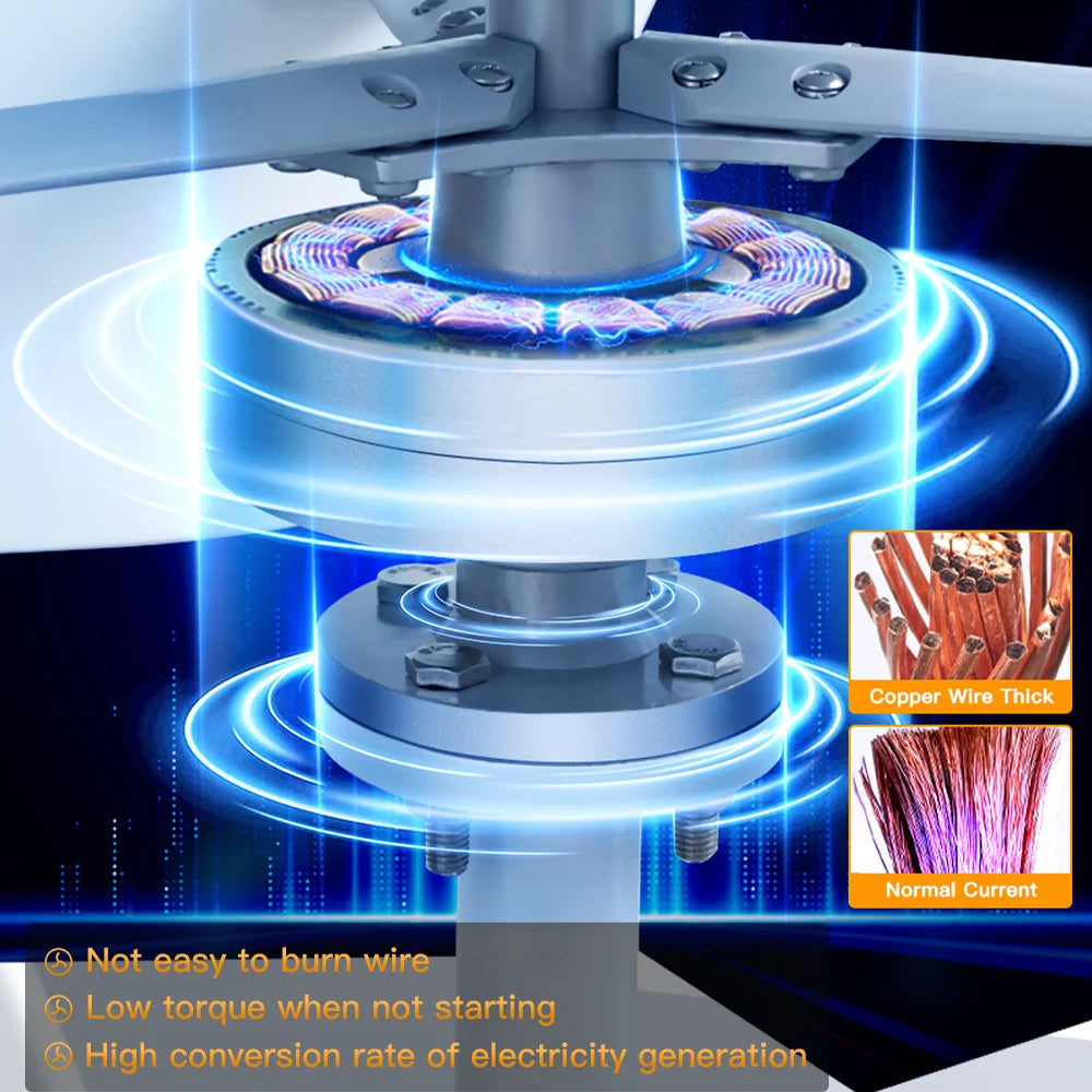 5KW Vertical Axis Maglev Wind Turbine with Charge Controller - High Voltage Generator for Home Use