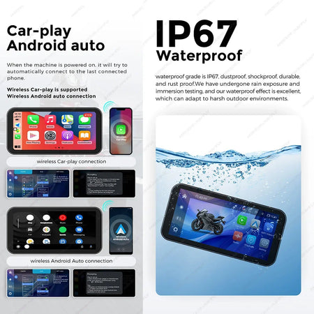 TOTNG 6.25 Inch Portable Smart Display &ndash; IP67 Waterproof Navigation with Dual Bluetooth