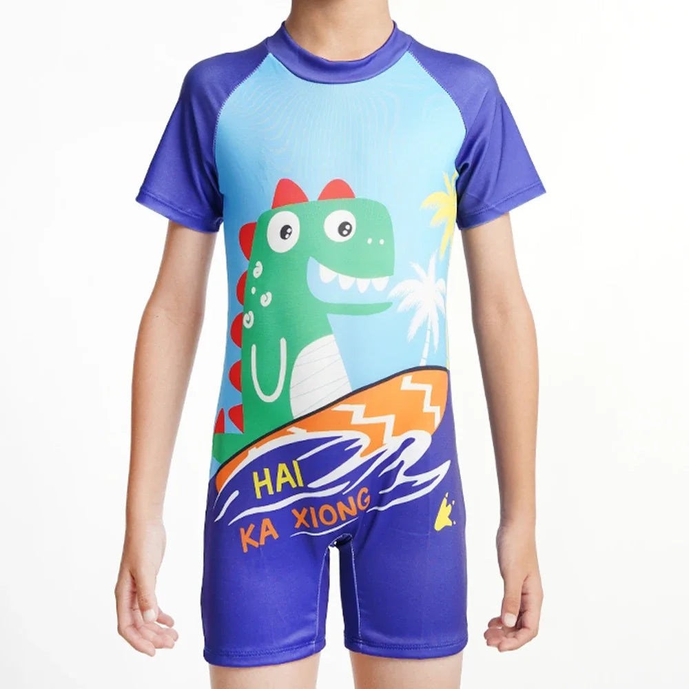 Boys' Cute Cartoon One-Piece Swimwear - Light &amp; Breathable blue / XL