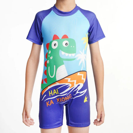 Boys' Cute Cartoon One-Piece Swimwear - Light &amp; Breathable blue / XL